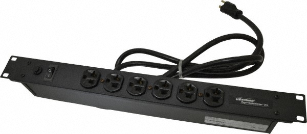 Wiremold 6 Outlets, 120 Volts, 20 Amps, 6' Cord, Power Outlet Strip - J60B0B20