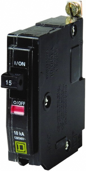 Square D 15 Amp, 240 VAC, 1 Pole, Bolt On Miniature Circuit Breaker - QOB115