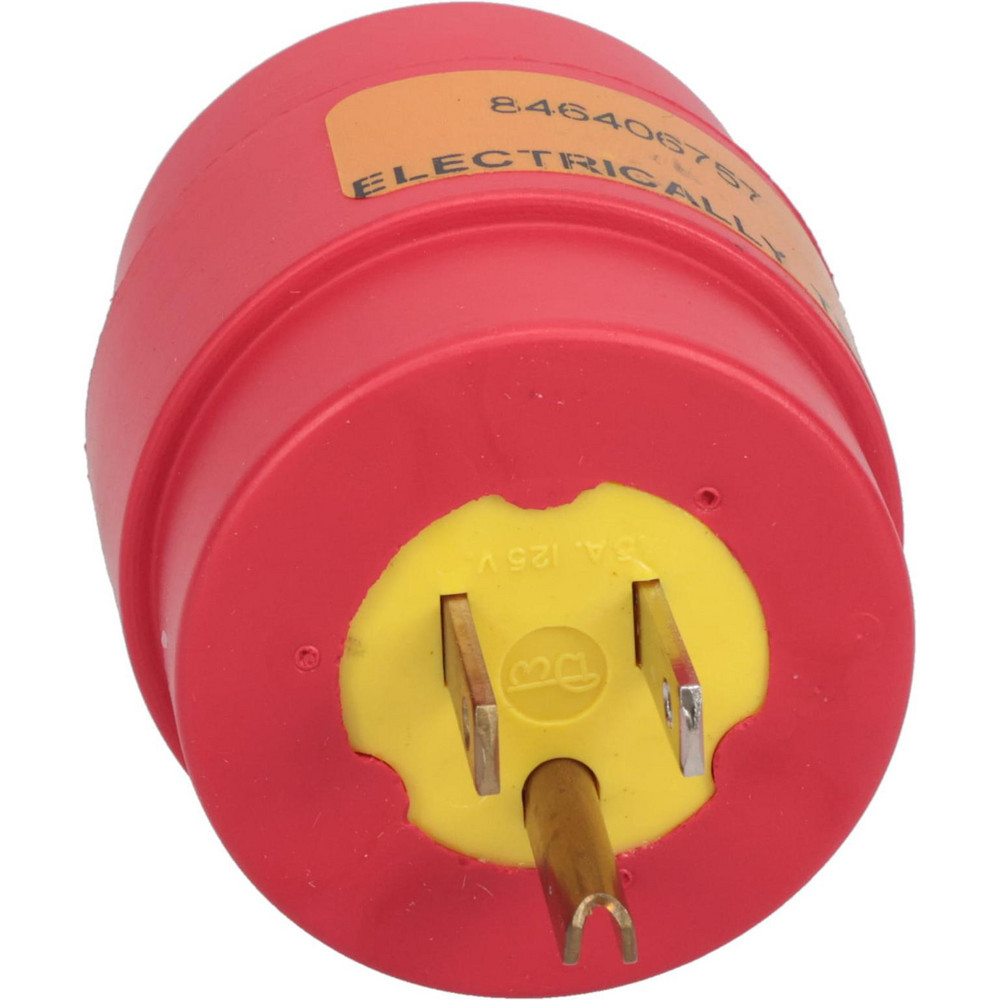Woodhead Electrical 1 Outlet, 125 VAC, 15 Amp, Red/Yellow, Single Outlet Adapter - 1744