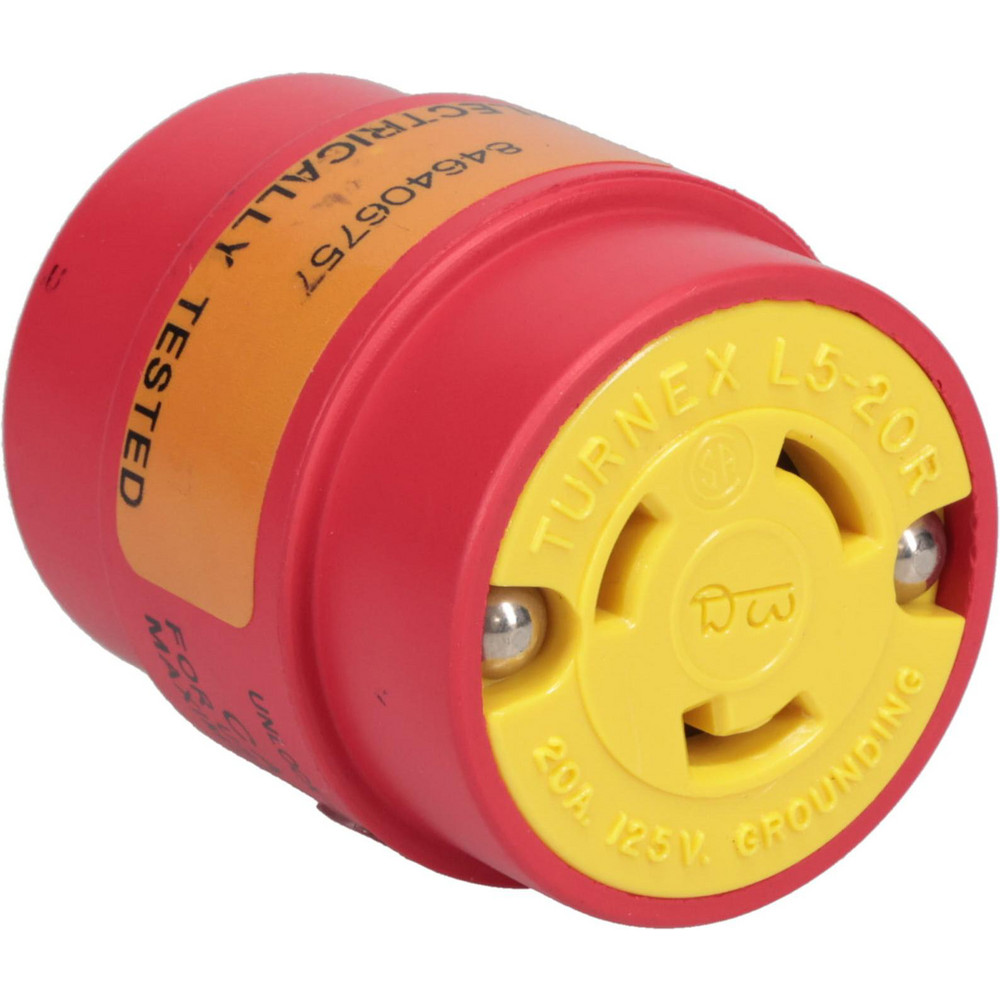 Woodhead Electrical 1 Outlet, 125 VAC, 15 Amp, Red/Yellow, Single Outlet Adapter - 1744