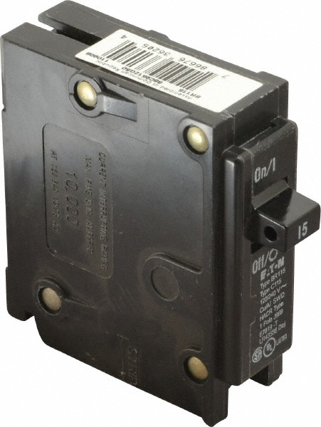 Square D 15 Amp, 120/240 VAC, 1 Pole, DIN Rail Mounted, Flush Mount, Surface Mount Miniature Circuit Breaker - QOU115C1H