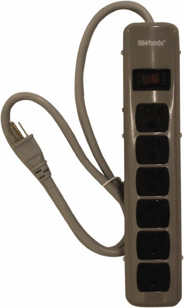 Hubbell Wiring Device-Kellems 8 Outlets, 125 Volts, 15 Amps, 5' Cord, Power Outlet Strip - HBL20GBA609IV