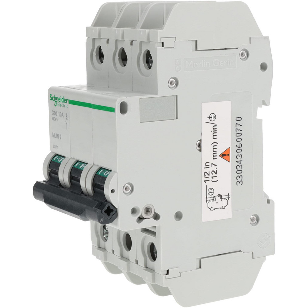 Schneider Electric 10 Amp, 125 VDC, 240 VAC, 60 VDC, 3 Pole, DIN Rail Mount, Fixed Mount Miniature Circuit Breaker - 60177