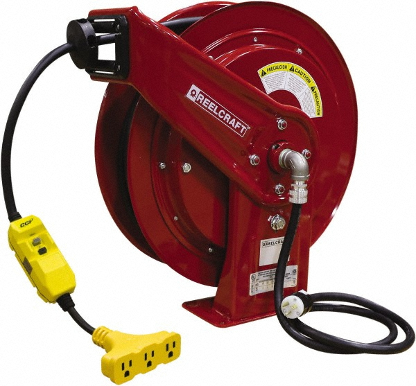 Reelcraft Cord & Cable Reel: 12 AWG, 100' Long, Triple-Tap Outlet End - L 70100 123 9