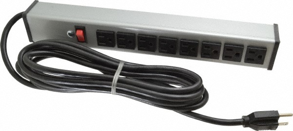 Wiremold 8 Outlets, 120 Volts, 15 Amps, 6' Cord, Power Outlet Strip - UL403BC