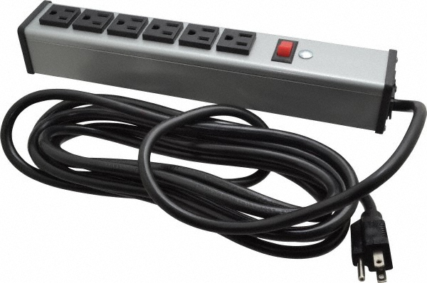 Wiremold 8 Outlets, 120 Volts, 15 Amps, 6' Cord, Power Outlet Strip - UL403BC
