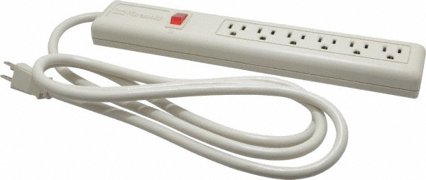 Wiremold 8 Outlets, 120 Volts, 15 Amps, 6' Cord, Power Outlet Strip - UL403BC