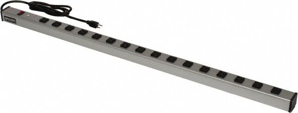 Wiremold 24 Outlets, 120 Volts, 15 Amps, 15' Cord, Power Outlet Strip - UL2065BD