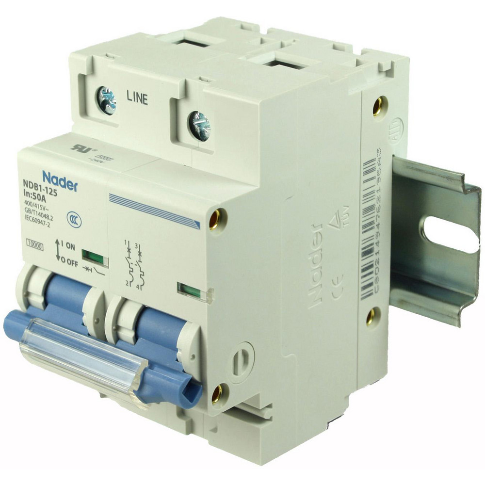 Nader Circuit Breakers; Circuit Breaker Type: C60SP - Supplementary Protection; Milliamperage (mA): 80000; 80; Number of Poles: 1; Breaking Capacity: 10 kA; Tripping Mechanism: Thermal-Magnetic; Terminal Connection Type: Screw; Mounting Type: DIN Rail Mount; Voltage: 240 VAC; 60 VDC - NDB1-125C80-1