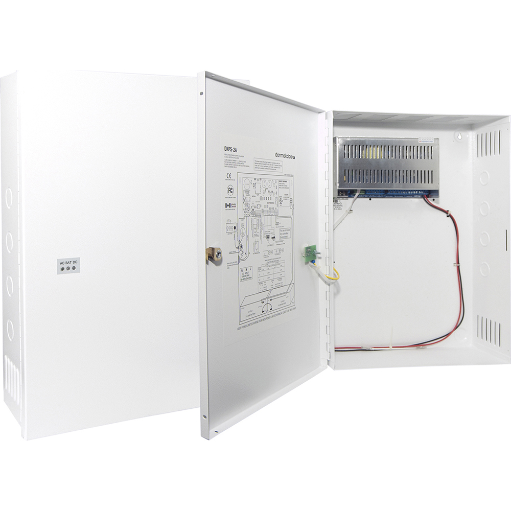 Dormakaba Power Supplies; Output Amperage (mA): 2; Status Indicator: LED Display; Overall Height (Decimal Inch): 17-5/8; Overall Width (Inch): 13-5/16; Overall Depth (Inch): 4-5/16; Overall Depth (mm): 109.537; Protection Features: Over Current Protection - DKPS-2A