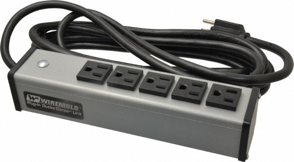 Hubbell Wiring Device-Kellems 5 Outlets, 125 Volts, 15 Amps, 5' Cord, Power Outlet Strip - HBL20GBA512IV