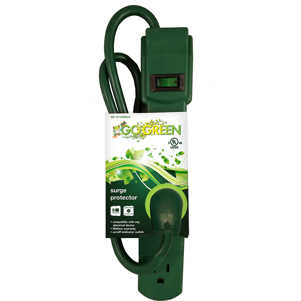 GoGreen Power Power Outlet Strips: Amperage: 15 A; Voltage: 120 V; Cord Length: 2.5 ft - GG-16103MSGN
