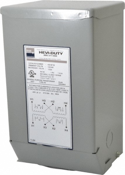 Sola/Hevi-Duty 120/240 Input Volt, 12/24 Output Volt, 60 Hz, Buck Boost Transformer - HS19F1B