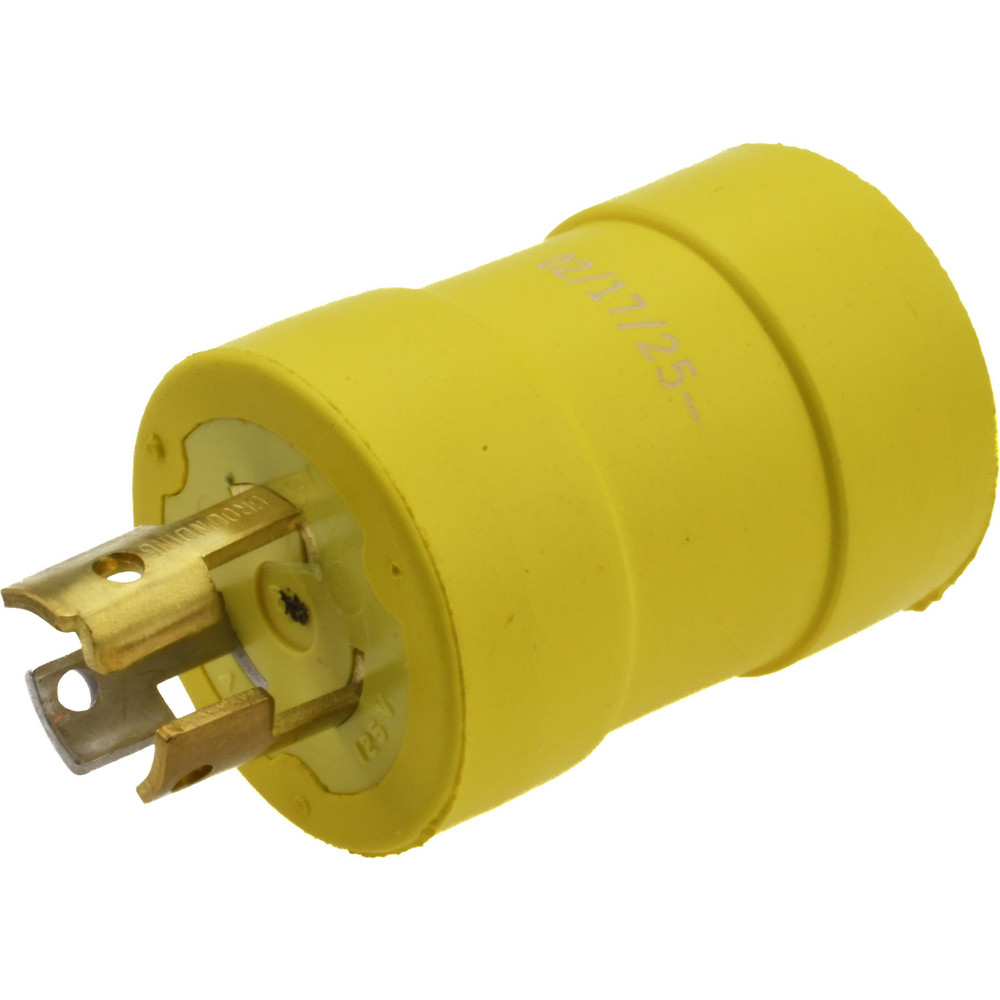 Woodhead Electrical 1 Outlet, 125 VAC, 15 Amp, Yellow, Single Outlet Adapter - 1712