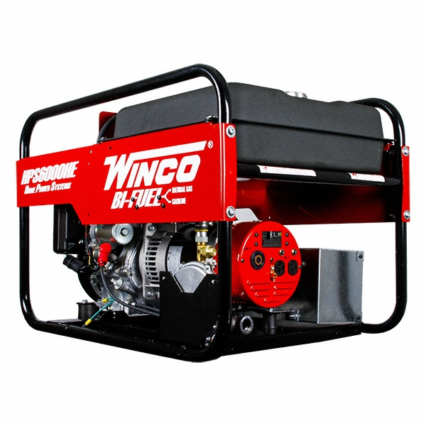 Winco Inc Portable Power Generator: Gasoline & Natural Gas, Electric & Pull - HPS6000HE