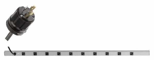 Wiremold 10 Outlets, 120 Volts, 20 Amps, 6' Cord, Power Outlet Strip - 4810BCS20R