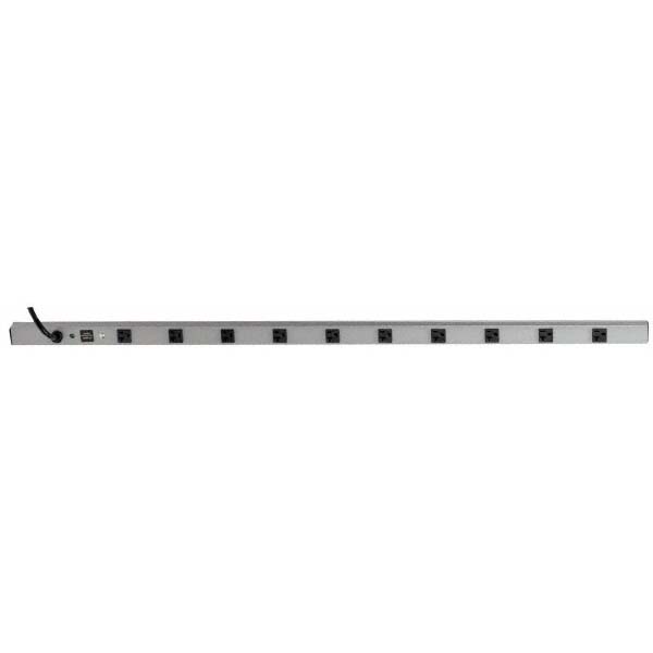 Wiremold 10 Outlets, 120 Volts, 20 Amps, 6' Cord, Power Outlet Strip - 4810BCS20R