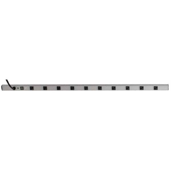 Wiremold 10 Outlets, 120 Volts, 20 Amps, 6' Cord, Power Outlet Strip - 4810BCS20R