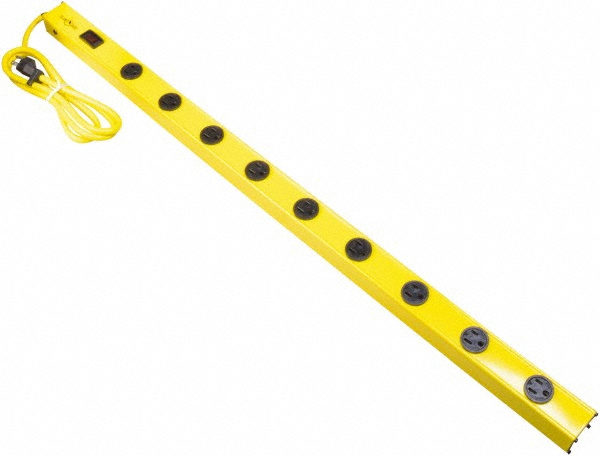 Wiremold 10 Outlets, 120 Volts, 20 Amps, 6' Cord, Power Outlet Strip - 4810BCS20R