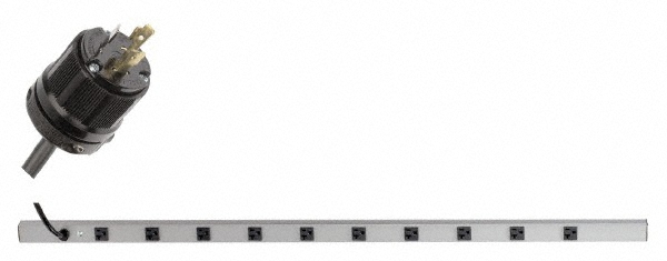 Wiremold 10 Outlets, 120 Volts, 20 Amps, 6' Cord, Power Outlet Strip - 4810BCS20R