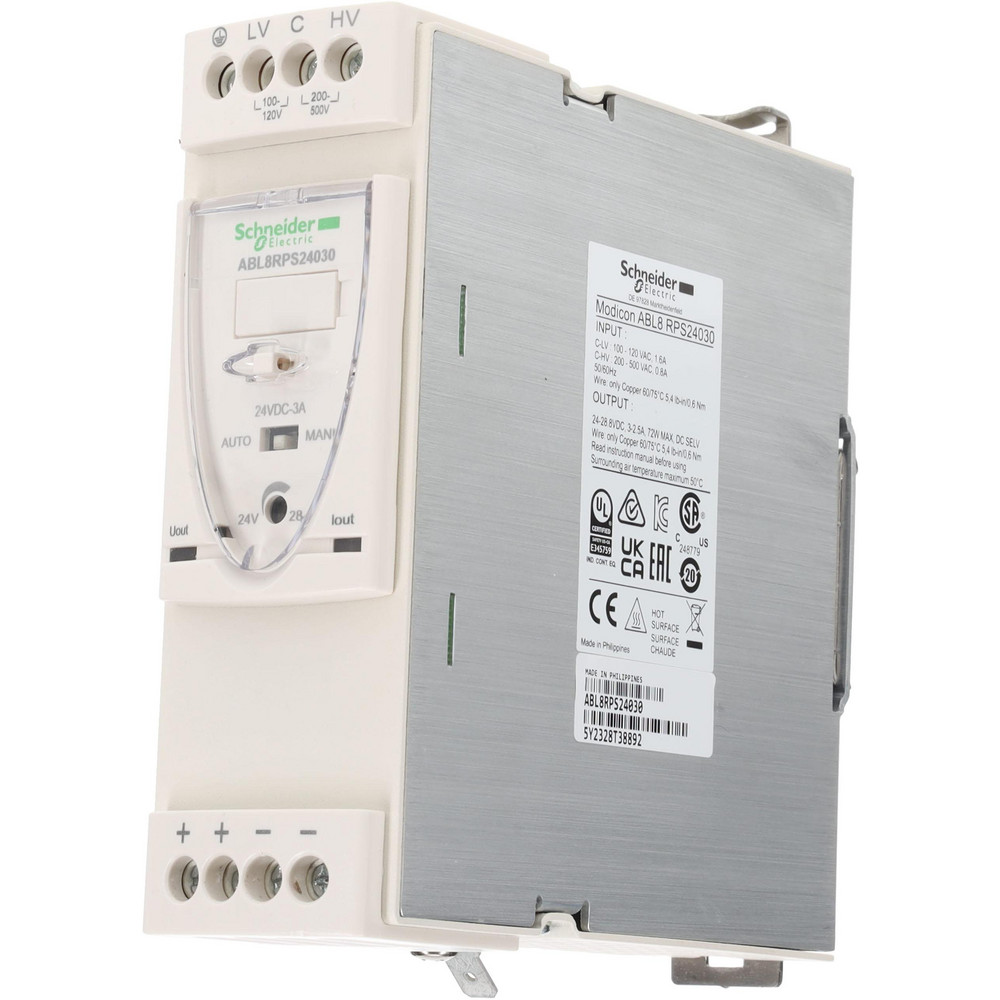 Schneider Electric 72 Watt, 3 Amp, 100 to 120 VAC, 200 to 500 VAC Input, 24 VDC Output, DIN Rail Power Supply - ABL8RPS24030