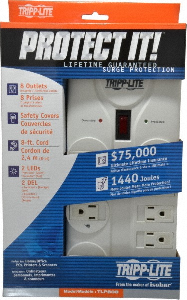 Wiremold 5 Outlets, 120 Volts, 15 Amps, 5' Cord, Power Outlet Strip - NM20GBA512