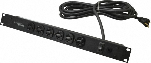 Wiremold 6 Outlets, 120 Volts, 20 Amps, 15' Cord, Power Outlet Strip - J60B2B20