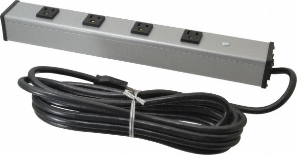 Wiremold 4 Outlets, 120 Volts, 15 Amps, 15' Cord, Power Outlet Strip - UL1090BD