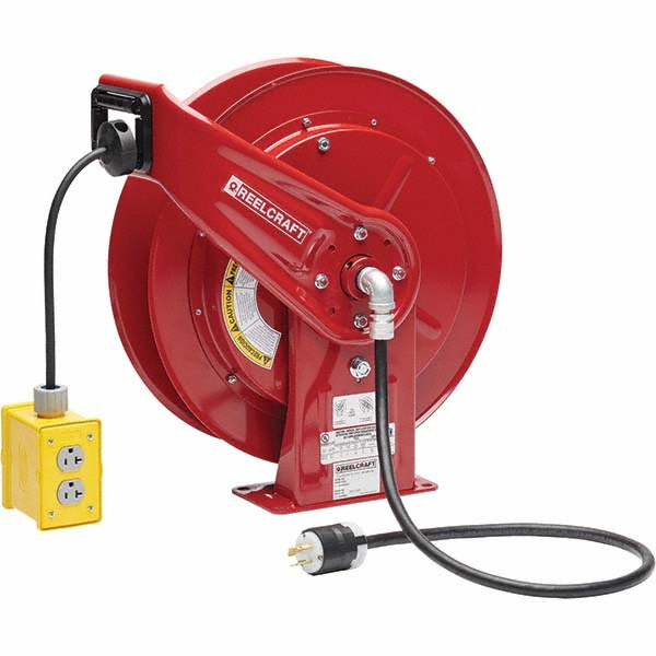 Reelcraft Cord & Cable Reel: 12 AWG, 100' Long, Quad Outlet End - L 70100 123 7QC