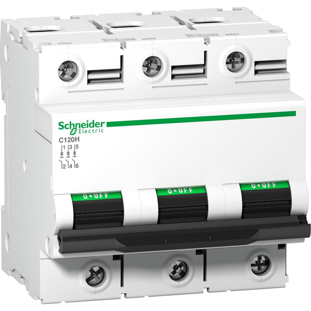 Schneider Electric 80 Amp, 440 VAC, 3 Pole, DIN Rail Mounted Miniature Circuit Breaker - A9N18512