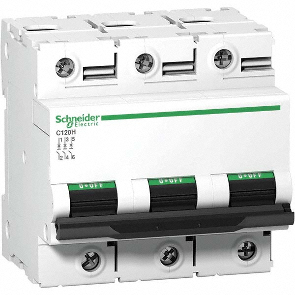 Schneider Electric 80 Amp, 440 VAC, 3 Pole, DIN Rail Mounted Miniature Circuit Breaker - A9N18512