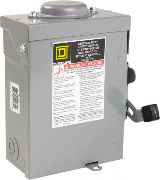 Square D Safety Switch: NEMA 1, 100 Amp, 240VAC, Fused - H82344EI