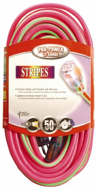 Southwire 50', 12/3 Gauge/Conductors, Pink/Lime Green Outdoor Extension Cord - 2548SW0077
