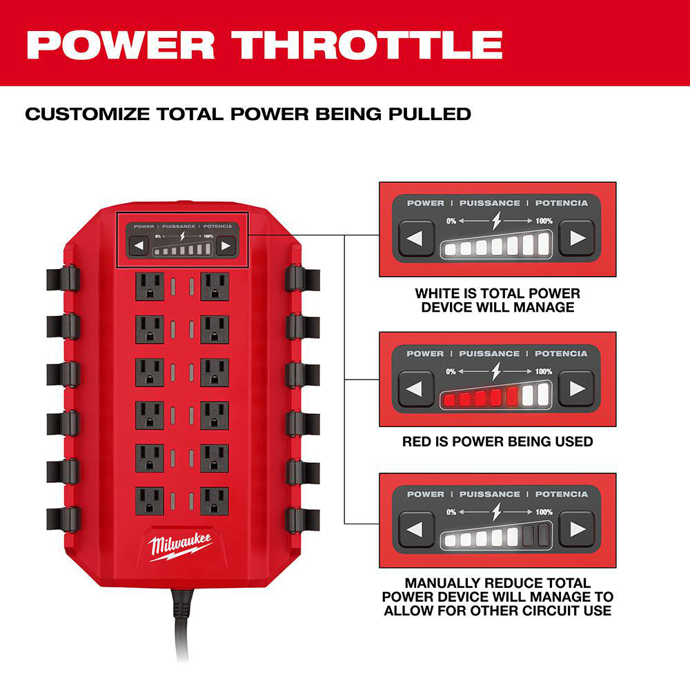 Milwaukee Tool Power Outlet Strips: Amperage: 20.0000; Voltage: 120 V - 3333-20A