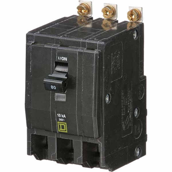 Square D 80 Amp, 240 VAC, 3 Pole, Bolt On Miniature Circuit Breaker - QOB380