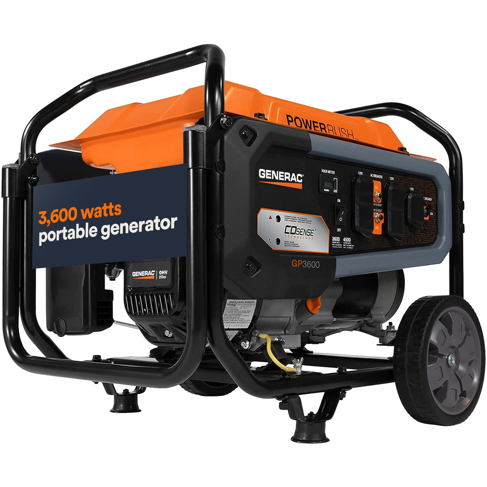 Simpson Portable Power Generator: Gasoline, 3,600W, 8 h, Recoil - 70068