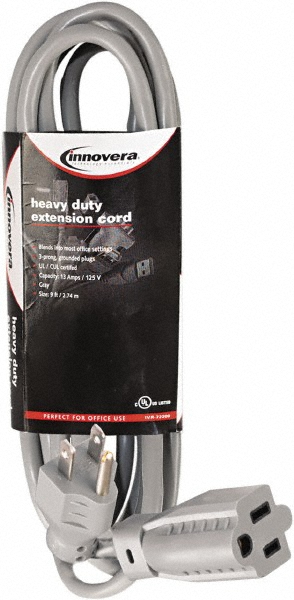 innovera 15', 14/2 Gauge/Conductors, Gray Indoor Extension Cord - IVR72215