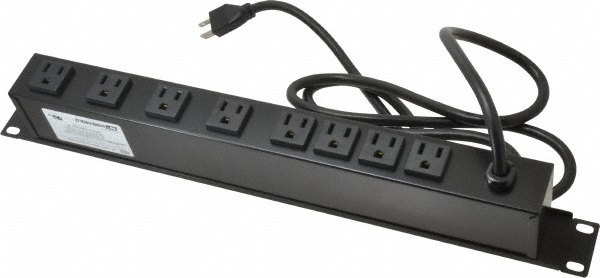Wiremold 8 Outlets, 120 Volts, 15 Amps, 6' Cord, Power Outlet Strip - R8BZ
