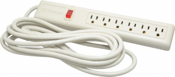 Wiremold 8 Outlets, 120 Volts, 15 Amps, 15' Cord, Power Outlet Strip - UL401BD