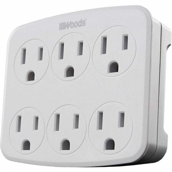 Woods PRO 6 Outlets, 125 Volts, 15 Amps, 5' Cord, Power Outlet Strip - 41386