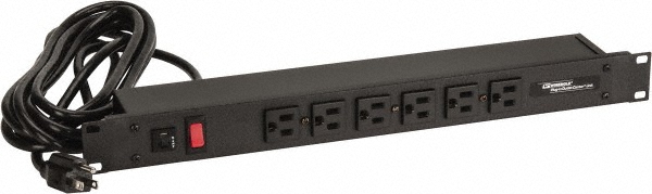 Wiremold 6 Outlets, 120 Volts, 15 Amps, 15' Cord, Power Outlet Strip - J60B2B