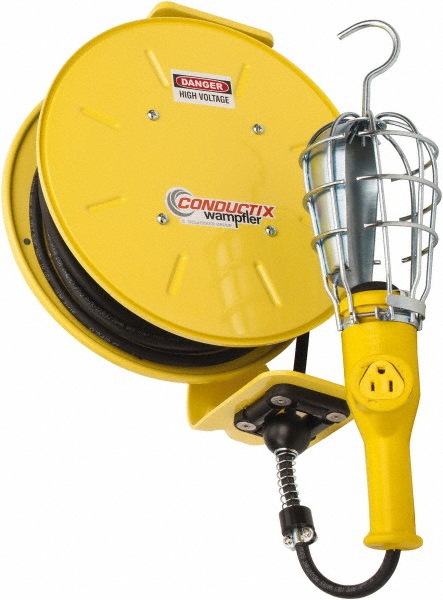 Conductix Cord & Cable Reel: 16 AWG, 50' Long, Incandescent Hand Lamp End - 121160305013