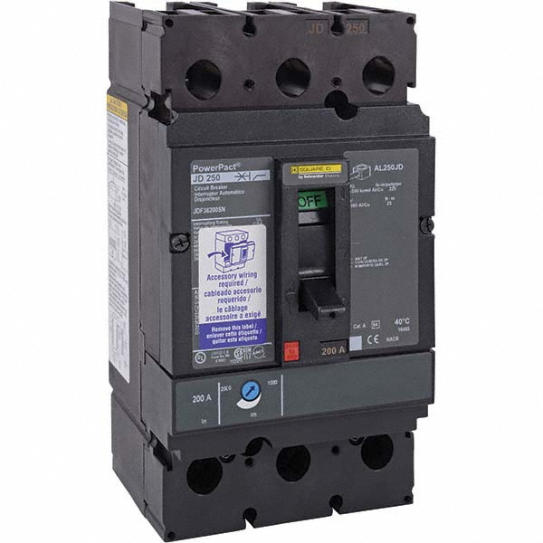 Square D 200 Amp, 480 VAC, 3 Pole, Unit Mount Molded Case Circuit Breaker - JDF36200SN