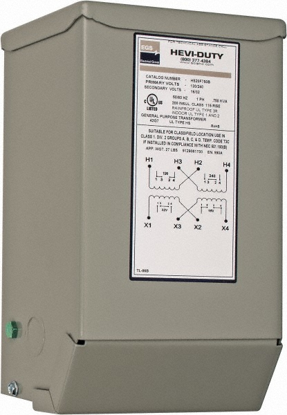 Sola/Hevi-Duty 120/240 Input Volt, 16/32 Output Volt, 60 Hz, Buck Boost Transformer - HS20F750B