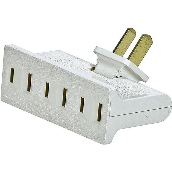 Eaton Wiring Devices Outlet Adapter, 2 -Pole, 15 A, 125 V, 3 -Outlet, NEMA: NEMA 1-15R, White - BP1792W-SP