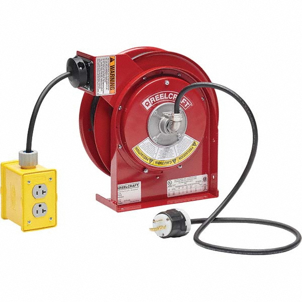 Reelcraft Cord & Cable Reel: 12 AWG, 45' Long, Quad Outlet End - L 4545 123 7QC