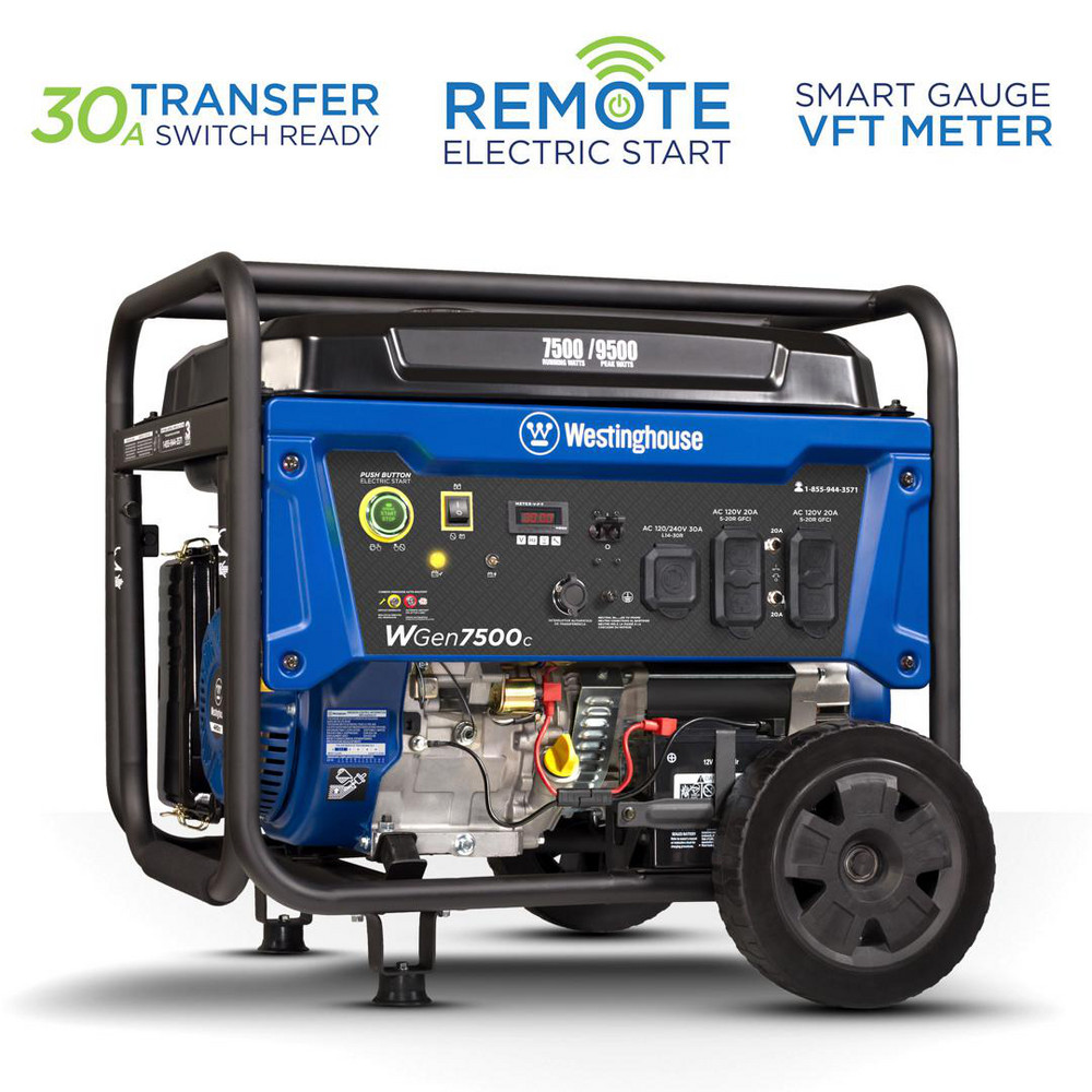 Simpson Portable Power Generator: Gasoline, 7,500W, 8 h, Electric & Recoil - 70072