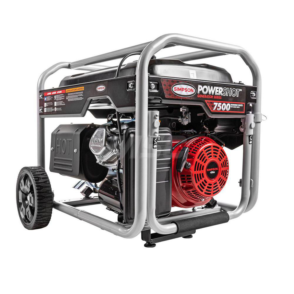 Simpson Portable Power Generator: Gasoline, 7,500W, 8 h, Electric & Recoil - 70072