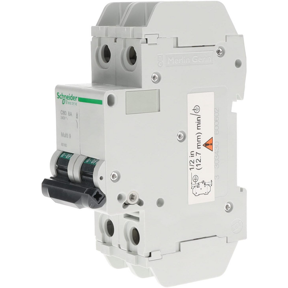 Schneider Electric 8 Amp, 125 VDC, 240 VAC, 60 VDC, 1 Pole, DIN Rail Mount, Fixed Mount Miniature Circuit Breaker - 60160