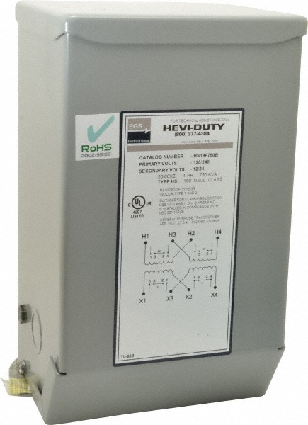Sola/Hevi-Duty 120/240 Input Volt, 12/24 Output Volt, 60 Hz, Buck Boost Transformer - HS19F750B